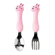 Kit de Talheres Infantil Coelho Rosa - Garfo e Colher Ergonômicos com Design Divertido - imagem 5