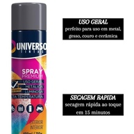 Tinta Spray 400ml Cinza Grafite Uso Geral em Aço Ferro Couro Gesso Cerâmica | Universo | Kit 02 un - imagem 4