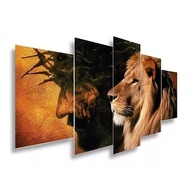 Quadro Decorativo Jesus Leão de Judá - Kit 5 Peças Mosaico Religioso Premium - imagem 2