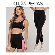 Kit Academia Fitness: Top + Short com Bolso + Legging - imagem 1