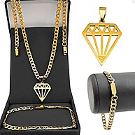 Kit Acessórios Masculinos: Corrente, Pulseira e Pingente - imagem 1