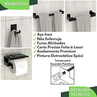 Kit Acessórios Banheiro Preto Fosco 4 Peças - Moderno e Resistente - imagem 5