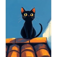 Natuyalo - Kit de Pintura por Números para Adultos | Gato no Telhado | Tela HD + Acessórios - imagem 2