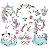 Adesivo de Parede Unicórnio Teen para Quarto de Menina - Kit com 42 Peças Decorativas - imagem 1