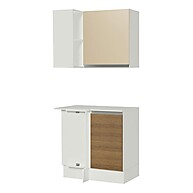 Kit Armário de Cozinha Canto 2 Portas + Nicho Branco/Rustic – Madesa Smart - imagem 1