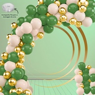 Kit Balões Verde Oliva, Marfim e Dourado: 125 Unidades - imagem 1