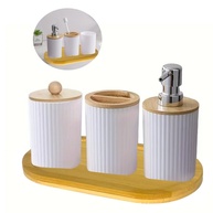 Kit Banheiro 4 Pçs: Elegância em Bambu! - imagem 1