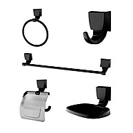 Kit Banheiro 5 Peças Lorenzetti Attic Quadra Preto: Estilo e Praticidade - imagem 1