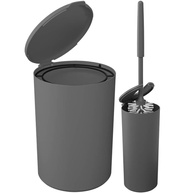 Kit Banheiro Serene Coza: Lixeira + Escova Cinza Escuro - imagem 1