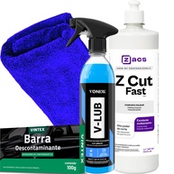 Kit Completo para Polimento Automotivo - Z-Cut Fast + V-Lub + Barra Descontaminante + Pano Premium - imagem 1