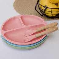 Kit Talheres em Silicone e Bambu Rosa - Seguro, Sustentável e Ergonômico para Bebês - imagem 3