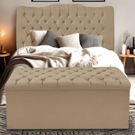 Kit Cabeceira Baú Casal 140cm: Elegância em Veludo! - imagem 1