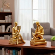 Kit 2 Estátuas Pensadoras Estudantes Douradas - Decoração Sofisticada para Casa e Escritório - imagem 5