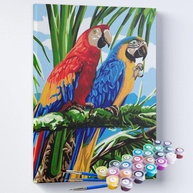 Kit Pintura Terapêutica - Casal de Araras | Atividade Relaxante e Estimulante para Adultos - imagem 1