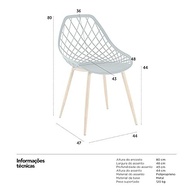 Cadeiras Clarice Cloe em Polipropileno e Metal - Kit com 2 Unidades | Design Moderno para Sala de Jantar, Cozinha, Varanda e Cafeteria - imagem 3