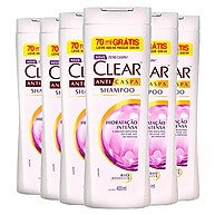 Kit Clear Anticaspa Hidratação Intensa: 6 Unidades com Tecnologia Bio Booster - imagem 1