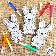 Kit Colorir Páscoa: 3 Coelhos + 6 Canetinhas Rizzo - imagem 1