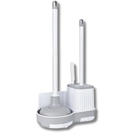 Kit de Limpeza 3 em 1 para Vaso Sanitário com Escova Flexível, Desentupidor e Suporte com Retenção de Água - imagem 1