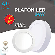 Kit com 3 Luminárias LED Redondas 24W Branco Quente e Neutro - imagem 1
