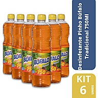 Kit com 6 Desinfetantes Pinho Búfalo Tradicional 750ml - Limpeza Poderosa - imagem 1