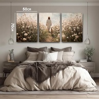 Kit 3 Quadros Decorativos Canvas Jesus - 50x70cm | Decore com Fé e Estilo - imagem 2