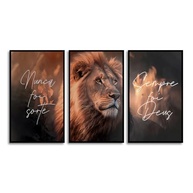 Kit com 3 Quadros Decorativos Leão de Judah 30x50cm - Moldura Retangular Vertical para Sala, Quarto e Hall - imagem 3