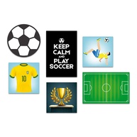 Kit 6 Placas Decorativas Infantil Futebol - Quadros para Quarto de Menino com Tema Esportivo - imagem 1