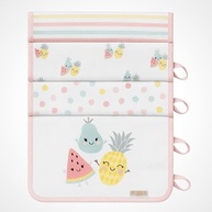 Kit 4 Paninhos de Boca com Prendedor de Chupeta para Bebê - 100% Algodão Macio Frutinhas Rosa - imagem 2