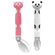 Kit Colher Panda em Silicone Rosa - Segura Alimentos e Estimula Bebês - imagem 2