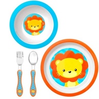 Kit Papinha Leãozinho Buba - 2 Pratinhos + Garfo e Colher Inox Infantil - imagem 2