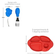 Kit Alimentação Infantil com 4 Divisórias Hipopótamo - Talheres Ergonômicos Marcus e Marcus Azul - imagem 4