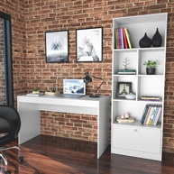 Kit Escritório Completo: Mesa e Estante Bali Branco - imagem 1