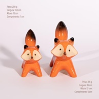 Kit 2 Raposas Decorativas em Cerâmica 15x15x6 cm – Estilo Woodland para Decoração Infantil - imagem 3