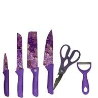 Kit Facas Cozinha Florido Lilás: 6 Peças Premium - imagem 1