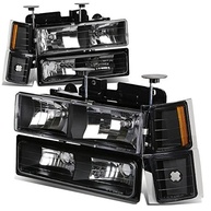 Kit Faróis DNA MOTORING Preto/Âmbar para Chevy C/K Suburban 94-99 + Lâmpadas - imagem 2