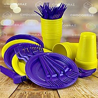 Kit Festa Descartável 50 Pessoas: Pratos, Garfos e Copos - imagem 1