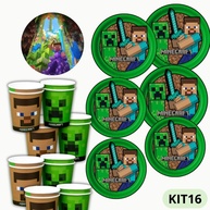 Kit Festa Minecraft: Pratos e Copos Descartáveis - imagem 1