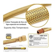Kit Instalação de Gás com Mangueira Flexível em Latão 1,20m + Registro e Adaptador - imagem 3