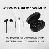 Kit 2 em 1: Fone Bluetooth Preto 5.0 Confortável + Fone Tipo C Carregamento Rápido - imagem 3