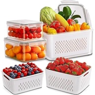 Kit 3 Potes Herméticos com Cestos de Drenagem - Organize sua Geladeira com Estilo e Praticidade - imagem 2