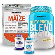 Kit Hipertrofia BRN FOODS: Whey, Creatina, BCAA + Waxy - imagem 1