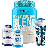 Kit Hipertrofia BRN: Whey, Creatina, BCAA + Coqueteleira - imagem 1