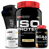 Kit Hipertrofia: Iso Protein, BCAA, Creatina + Coqueteleira - imagem 1