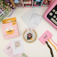 Kit de Ponto Cruz Meu Novo Hobby Retrô Gatinho Pata de Gato - Bordado Artesanal para Decoração - imagem 2