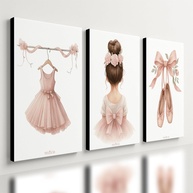 Kit 3 Quadros Decorativos Ballet Infantil - Estilo Moderno para Quarto de Menina (40x28cm) - imagem 1