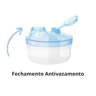 Kit Pote Leite em Pó Bebê com 3 Divisórias + Colheres Silicone - Azul Bebê - imagem 5