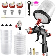 RRJ Kit Premium de Pistola de Ar LVLP A610 - Pintura Profissional com Bicos, Regulador e Tintas Inclusas - imagem 1