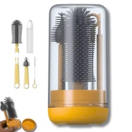 Kit Escovas de Limpeza 4 em 1 para Mamadeiras, Garrafas e Copos - Silicone Seguro e Portátil - imagem 1