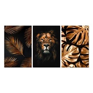 Kit 3 Placas Decorativas Leão Dourado 20x30cm - MDF Premium para Decoração Moderna - imagem 2