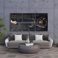 Kit 3 Quadros Decorativos Rock Guitarra Dourada - Estilo Musical para Ambientes Modernos - imagem 4